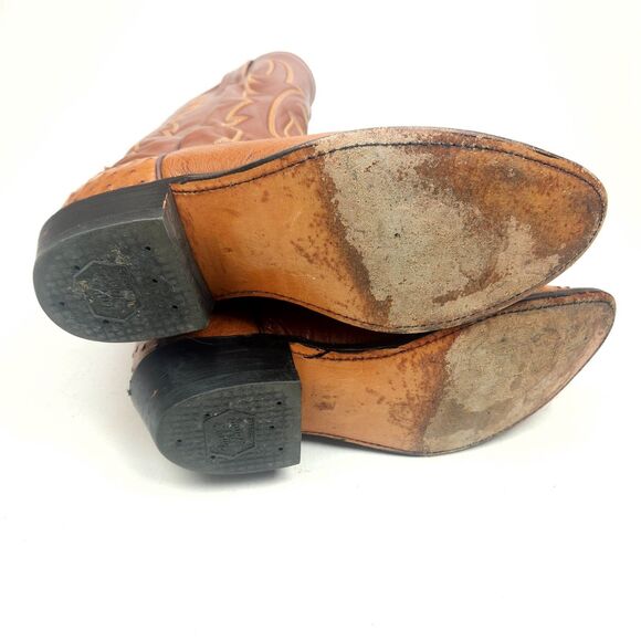Vintage Tony Lama Pointed Toe Ostrich Wingtip Cowboy Boots Men\'s Size 9 EE